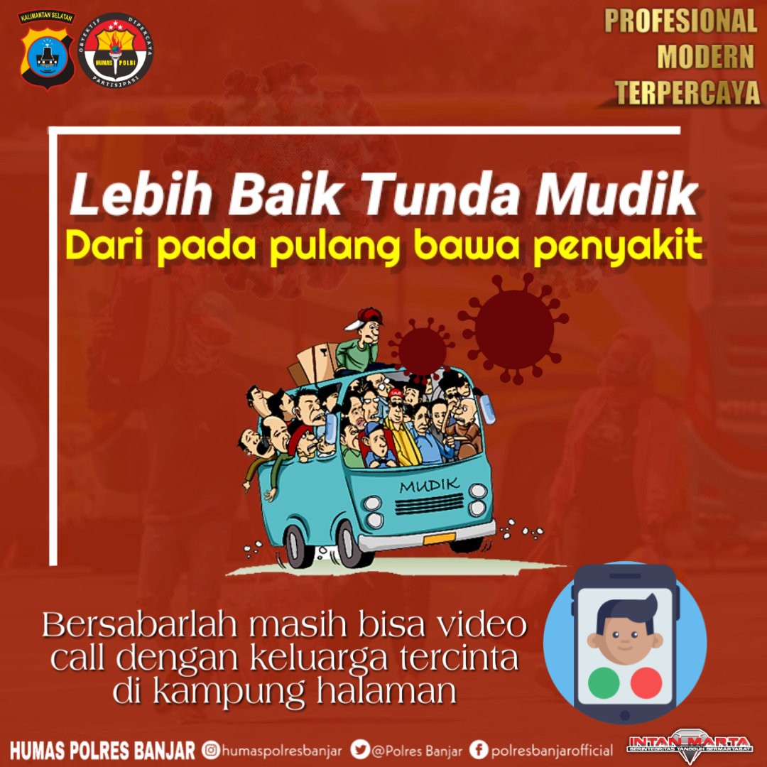 PolresBanjar's tweet photo. Ayo tunjukkan kasih sayang kita kepada orang tua, kakak, ading, amang, acil, kai, nini, sepupu, suami, istri dan keluarga besarmu yang ada di kampung dengan #TundaMudik.
.
Walaupun jauh di mata namun keluarga tercinta tetap dekat di hati kan? Iya kan?
.
Iya donk..!! https://t.co/bPiAr6dvgM