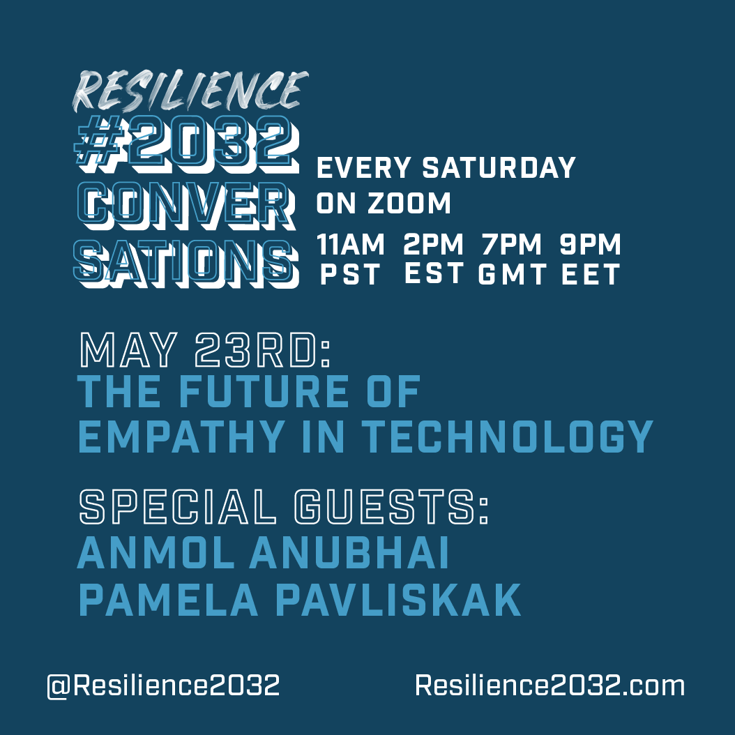 resilience2032's tweet photo. Announcing this week's guests for our #2032Conversations: tech #emotionographer 
@paminthelab, &amp; human-centered design researcher 
@Anmol9410! 
Join us this Saturday 2pm ET!
Register for the event at https://t.co/keDSnzFQy9
#livethefutureNOW #womenintech #tech #WomenInSTEM https://t.co/2Ow9oZxTXV