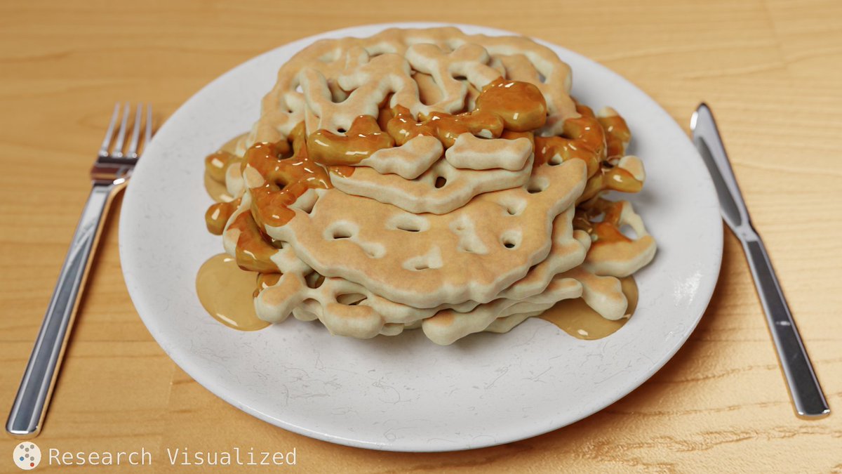 RVisualized's tweet image. Today Research Visualized celebrates one year as a company with a virtual #Golgi apparatus pancake stack. #pancakes #pancakeart #sciart Based on the data from doi.org/10.1186/s40709…