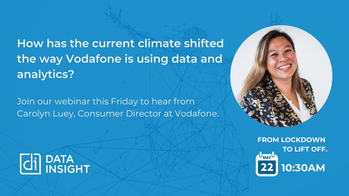 datainsightNZ's tweet photo. Our webinar FROM LOCKDOWN TO LIFT OFF kicks off this Friday 10:30am. Register to join the panel discussion here >> https://t.co/LMhGoBp1Wd

#dataanalytics #telecommunications #deeplearning https://t.co/GqmgzwQBEC