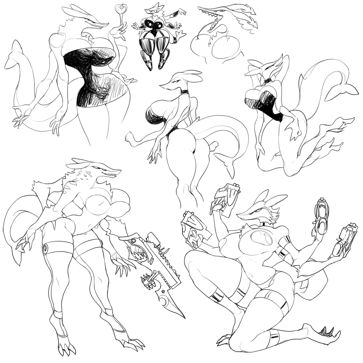 Been designing a race of alien assassins/mercenaries, they're called Prancers!