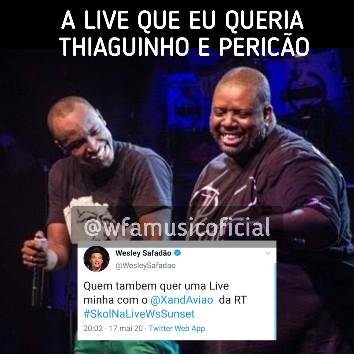 wfamusicoficial's tweet photo. Alô @thiaguinhocomth e @periclesfaria nunca pedimos nada 😅🙏 @YuriMarcal
ajuda nessa missão
.
#WfaMusic #ATrupe #ValorizeOMusico #GavetaOficial #Samba #Pagode #Thiaguinho #Pericles #live #youtubelive https://t.co/cLLmZE4Lax