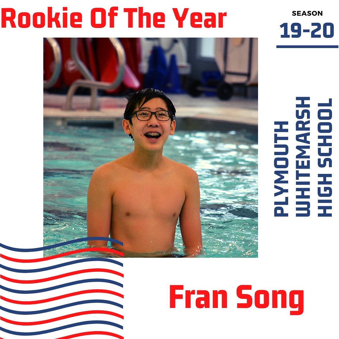 2019-2020 Rookie Of The Year!
Fran amassed more points then any of the other freshman boys. Highlights include a pair of 2nd place finishes vs Norristown and Cheltenham in the 100 backstroke. Fran finished 14th overall in the 100 yard backstroke at Suburban One Champs. 🏊🏼‍♂️🏆💪
