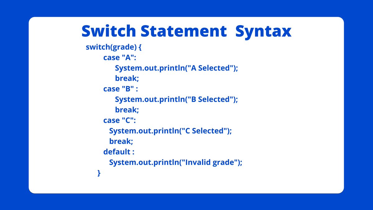ReamerCode's tweet image. Hello guys!
Java Tutorials Part 8
Java Switch Statement
#java #javatutorial #javatutorialforbeginners #developer #programming 
Watch the Complete Video Here : youtu.be/CEoOdIaW0dE
Code reamer