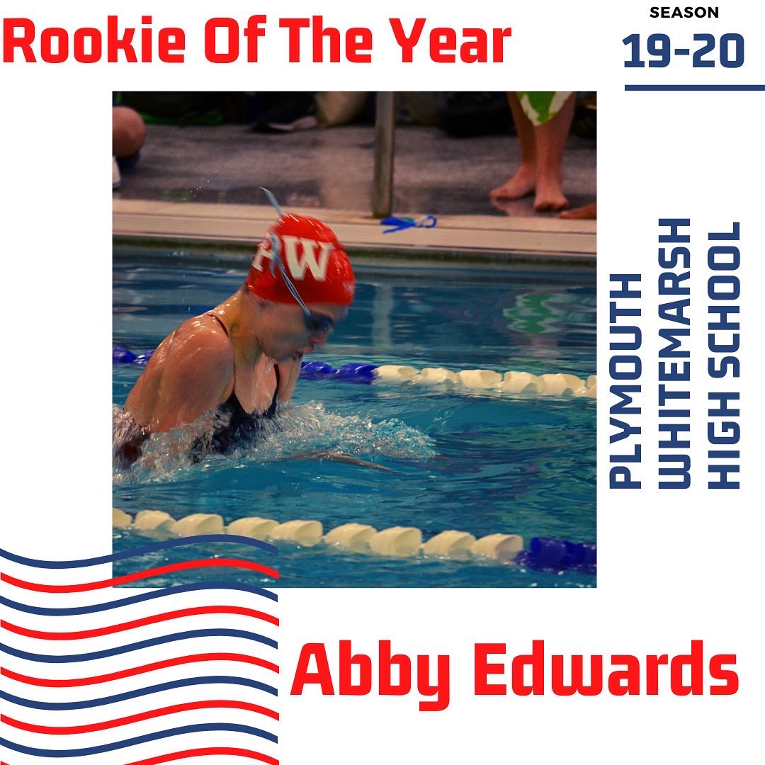 Abby Edwards was the female rookie of the year. Amassing 63 dual meet points, she continuously scored for the colonials. She finished 1st 5 times, 2nd twice, and 3rd 6 times. She finished the season in 13th place in the league in the 100 breaststroke. 🏊🏼‍♂️👍🙌🙌🔥🔥