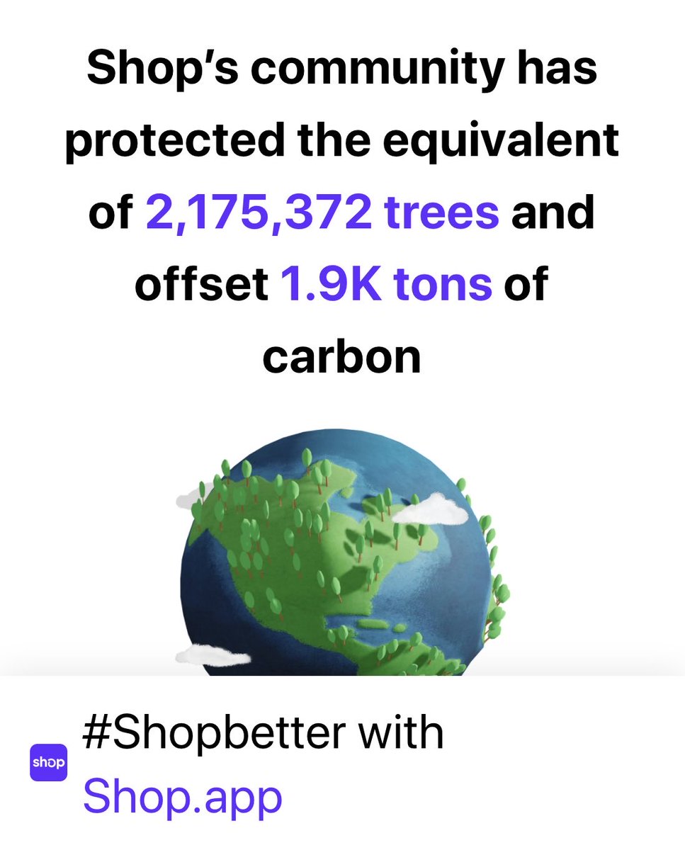 #Shopbetter
Protect trees with your purchase. Offset delivery emissions with <a href="/shop/">Shop</a>.
shop.app/carbonoffsetti…