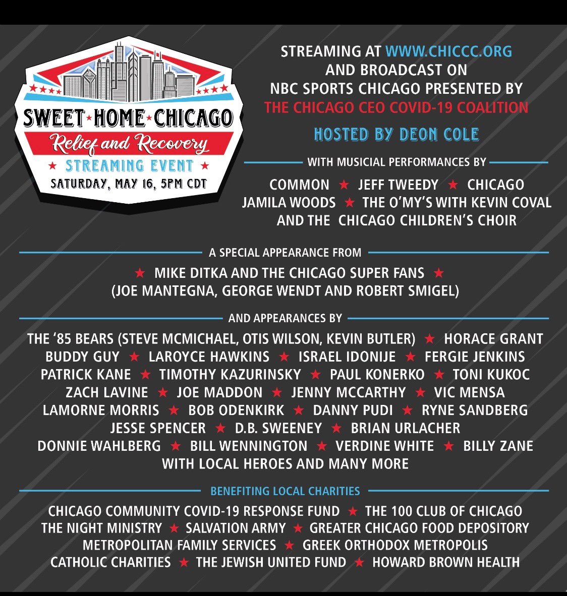 Catch this lineup still in archive on #twitter #Instagram #facebook chiccc.org
#rebuildingourcity 
#ChicagoCEOCOVID19Coalition #DeonCole #Food #homelessness #May16 #PPE
#streamingevent #personalprotectionequipment #community #mentalhealth 
#chicagostrong