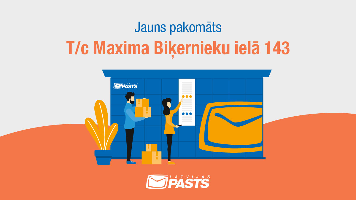 Vēl viens jauns pakomāts galvaspilsētā! No šodienas, 18.maija, Rīgā sūtījumu ērtai saņemšanai un nosūtīšanai pieejams pakomāts arī t/c <a href="/maximaveikals/">MAXIMA Latvija</a> Biķernieku ielā 143. Laipni lūgti izmantot pakomātu sniegtās iespējas! Mūsu aktuālie pakomāti: pastastacija.lv/terminals?acti…