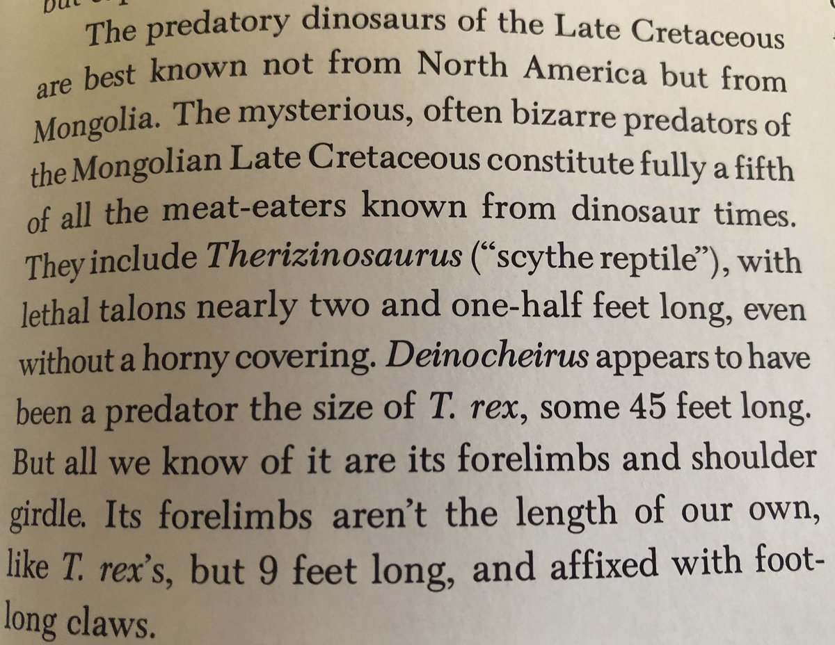 Anyway, because it’s 1992, obviously Therizinosaurus and Deinocheirus must have been nightmarish killing machines, right? 