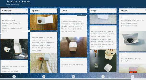 SolanaBeachSD's tweet image. Solana Pacific 6th graders&apos; Pandora&apos;s Boxes, all related to Ancient Greece social studies and geometry. Supplies went home by  🐌 mail. Ms. Stuber says these kids are AMAZING...working so hard, staying positive, connecting, and learning!😀❤️🤓 #sbsdedu #sbsdsp