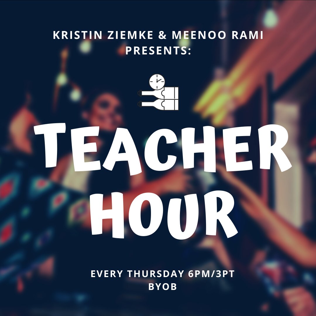 tavia_clark's tweet photo. What are YOU doing Thursday evening? WE are doing #teacherHour and would LOVE for you to join us! Register for 30 minutes of learning, laughter and camaraderie with @1TeacherHour @MeenooRami @KristinZiemke @Katharinehsu1 @Mrreiff @KJBD https://t.co/GJqEVXBQqM https://t.co/JYhNQ1SyCX