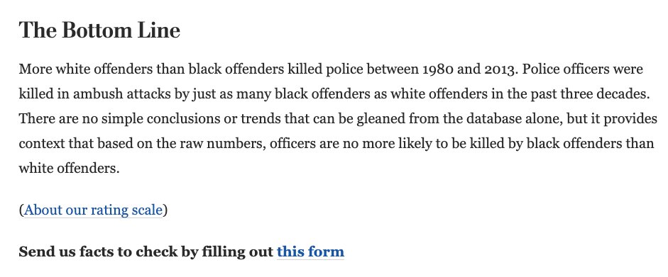 2. White people kill more policeEvery year, MOST cops killed in the line of duty are killed by white people.