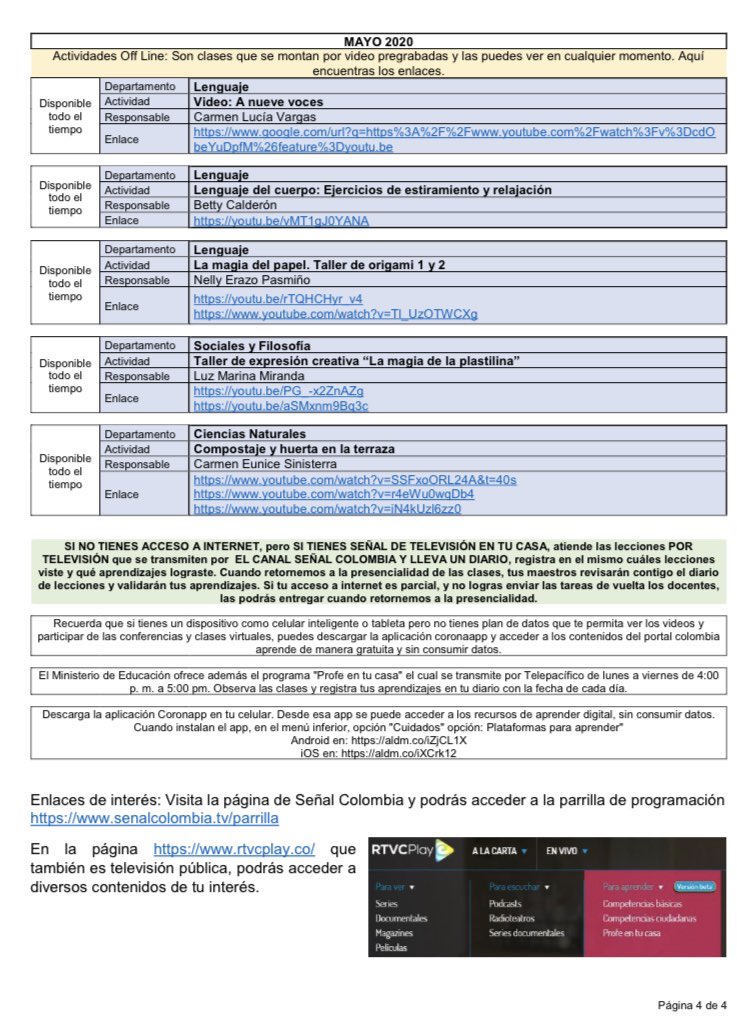 Seguimos con la Escuela en casa. Conoce la parrilla de actividades para la semana del 18 al 22 de mayo. Participa!