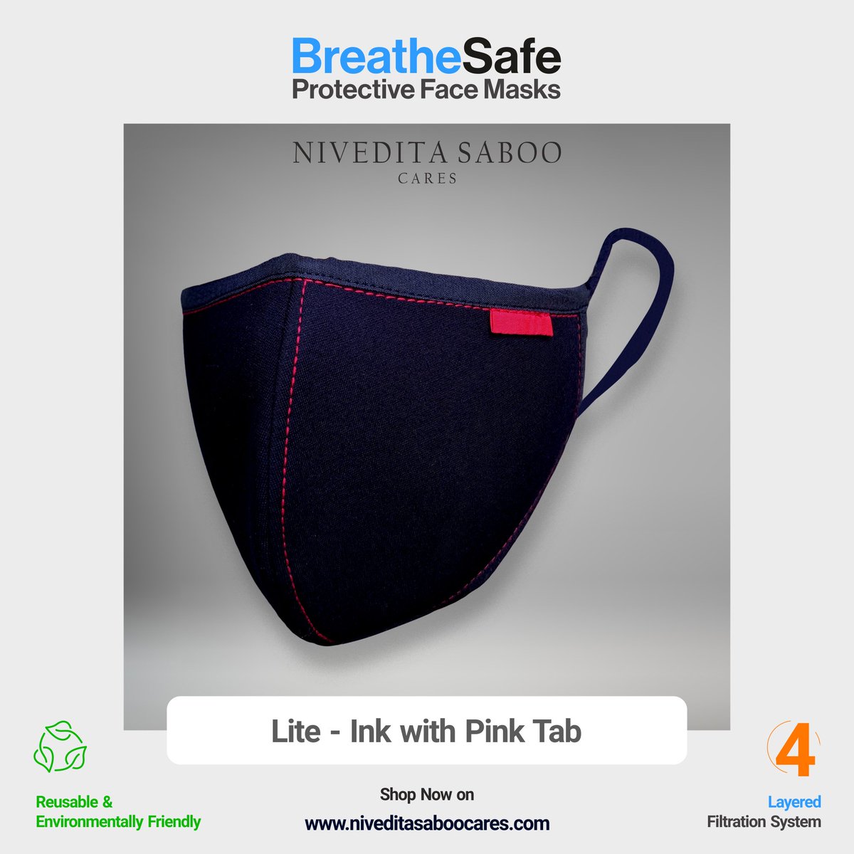Easy-to-breathe protective #facemask with soft and stretchable ear loop for extra comfort. Shop the Lite #mask by #NiveditaSabooCares via niveditasaboocares.com

Nivedita Saboo Cares is an initiative of Nivedita Saboo Couture in response to the #covid19 #pandemic