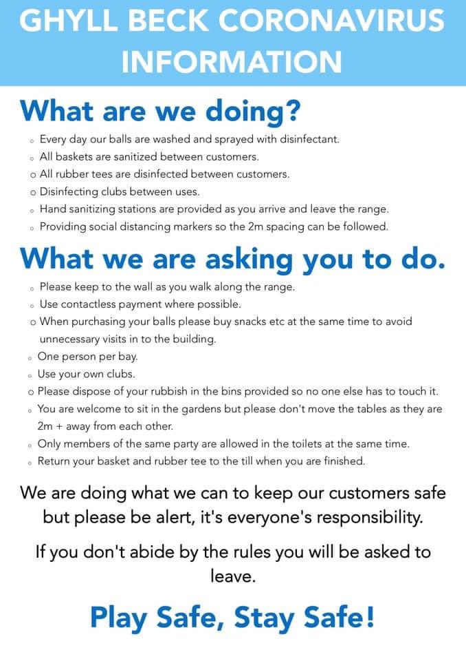 Awesome !! OPENING UPDATE: As of 10am on Monday 18th May our driving range will reopen. Social distancing rules apply, please have a read of our information beforehand. We encourage the use of own clubs and contactless payment #playsafestaysafe