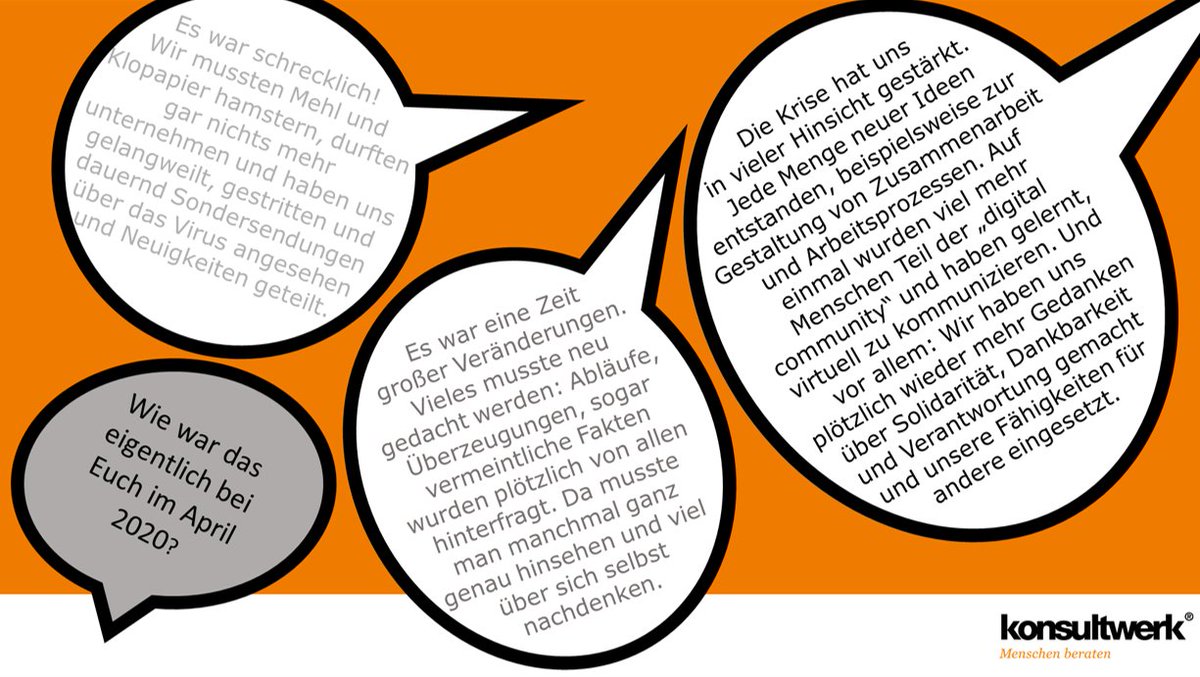 konsultwerk's tweet photo. #Rückblick - Was werden Sie sagen?

Wir von konsultwerk schauen dankbar zurück auf nachhaltige Lernerfolge, eine erfolgreiche #Webinarreihe und ein starkes Miteinander im Team.

#Corona #Perspektivwechsel #BestesTeam https://t.co/u5pYzy9xln