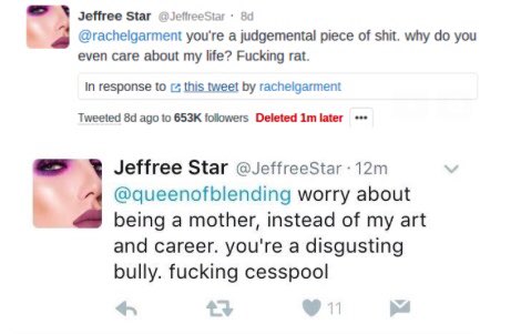 Jeffree stars Called Queen of Blending a cesspool for saying something negative about his Onyx Skin Frost.
