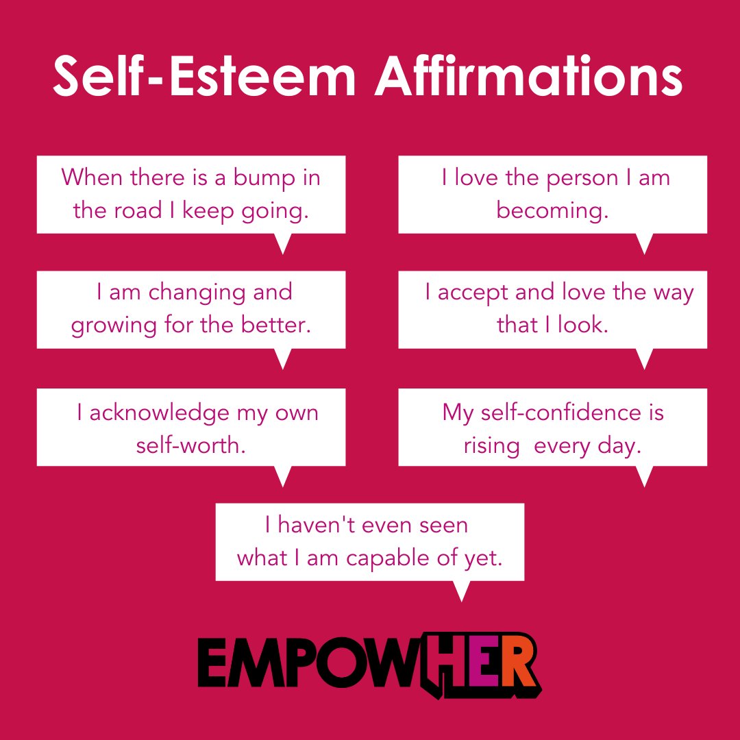 On the #empowHER programme young women and girls increase their #selfesteem and confidence🌈 so in celebration of #nationalteenselfesteemmonth we want to empower YOU in further believing in yourself by providing a positive affirmation for each day of the week🤩👇 #fundedbyspirit