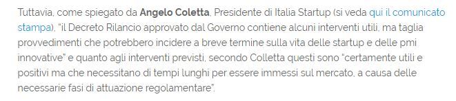 Il commento di @AngeloColetta_ Presidente di #ItaliaStartup al decreto #Rilancio anche su @BeBeez_it

bebeez.it/2020/05/18/ven…