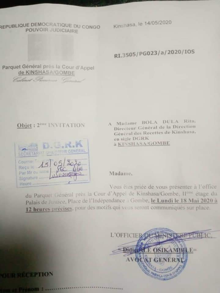 HonoreMvula1's tweet photo. Les caprices de l'État de droits :
Mme Rita BOLA, DG de DGRK,
Bientôt aux arrêts ?

Elle est soupçonnée de  se présenter à la société #MIDEMA pour percevoir des arriérés que cette société devait à la DGRK soit 1.250.000 dollars américains.

La société #MIDEMA aurait ... https://t.co/pSbeTSPDhk