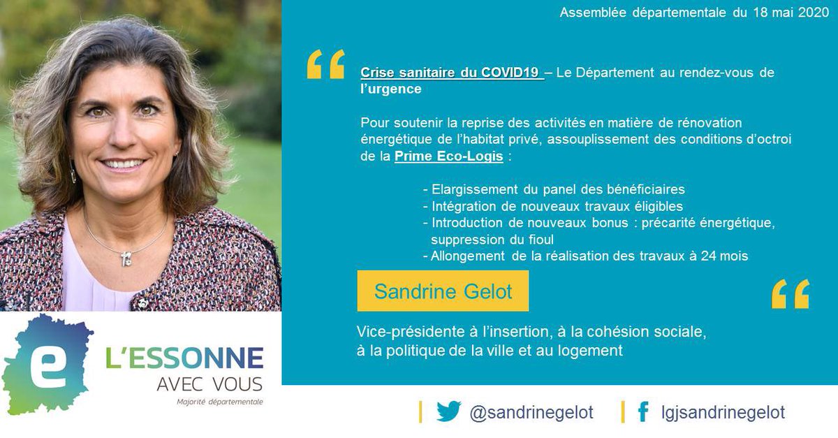 UFEssonne's tweet photo. #AssembléeDépartementale #COVID19 @sandrinegelot Assouplissement des conditions d’octroi de la Prime #Ecologis:
✅Panel de bénéficiaires élargi
✅Nvx travaux éligibles
✅Nvx bonus: précarité énergétique, suppression du fioul
✅Allongement de la réalisation des travaux à 24 mois https://t.co/Mii5h2sZPg