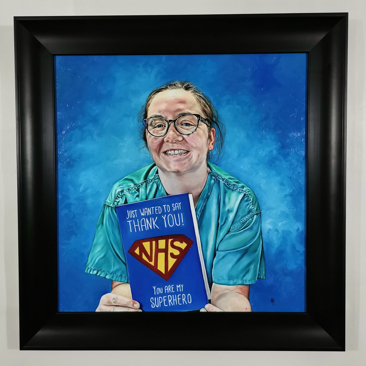 My portrait of Sinead fabulous #ICUnurse at #Addenbrooks She is in the thick of it fighting #COVID19 Sinead was nominated for the #portraitsfornhsheroes by her sister What a lovely surprise 
Thanks again to <a href="/picturegallery/">The Picture Gallery</a> for generously framing her for free #NHSheroes