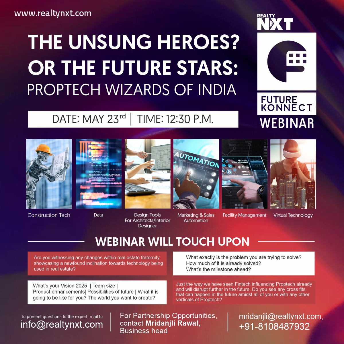 kritikasrawat25's tweet photo. As a Proptech enthusiast, I am personally excited about this one.
The unsung heroes? Or The Future Stars: #Proptech Wizards of India |
#ConsTech | #Data | Design Tools For #Architects | Marketing & Sales #Automation | #FacilityManagement | #VirtualTech
#realtynxt #mustapply https://t.co/RNBBeCEXxv