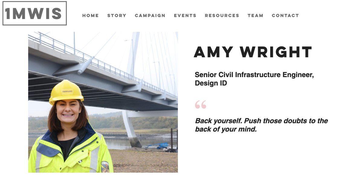 THREAD 5/100Hey Amy Wright - a senior civil infrastructure engineer - who works in a design office advising construction sites how to solve problems & carry out work safely. She's also volunteered in Africa! Ft & thx  @_alwright http://www.1mwis.com/profiles/amy-wright
