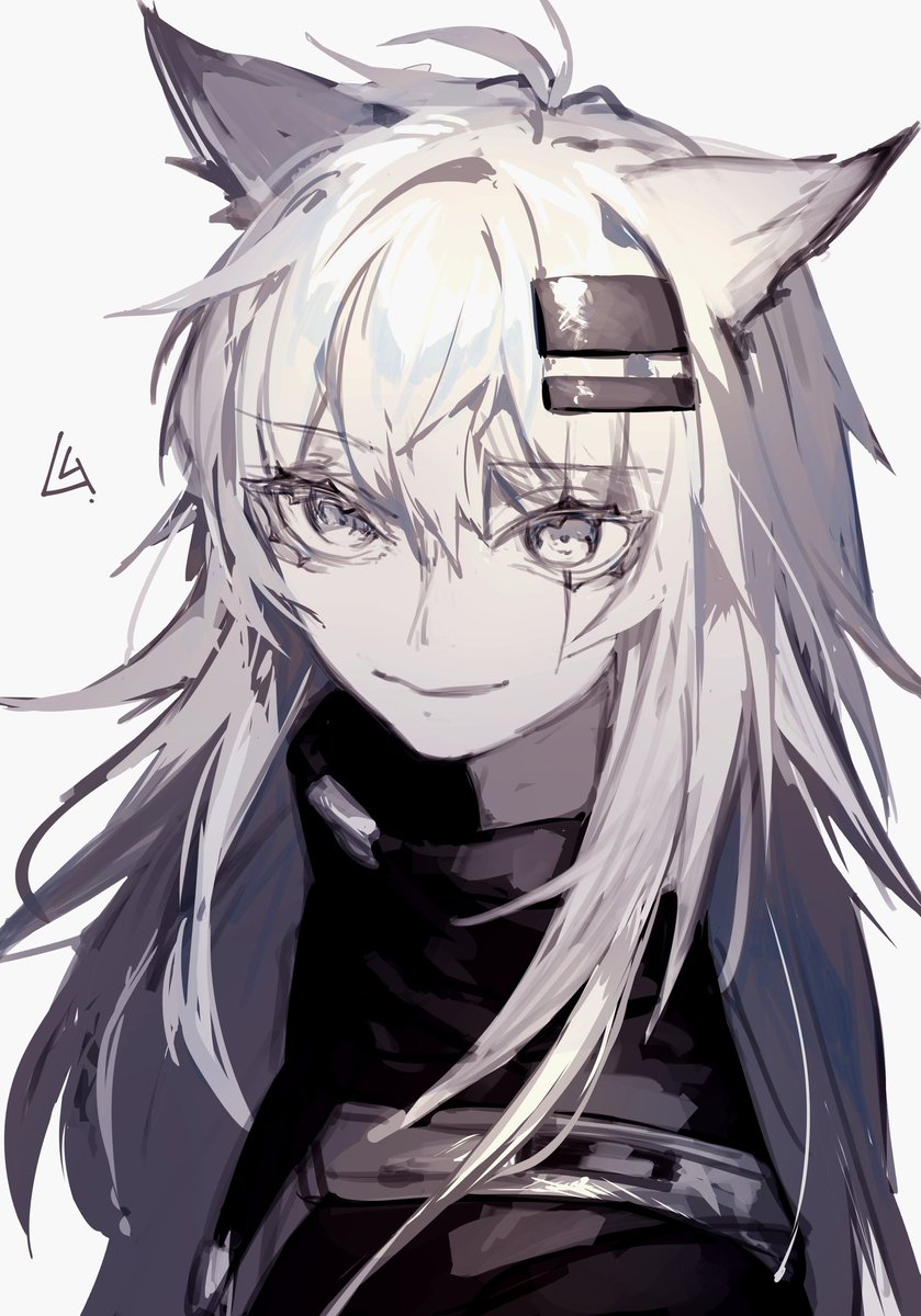 lappland (arknights) 1girl solo animal ears long hair hair ornament wolf ears looking at viewer  illustration images