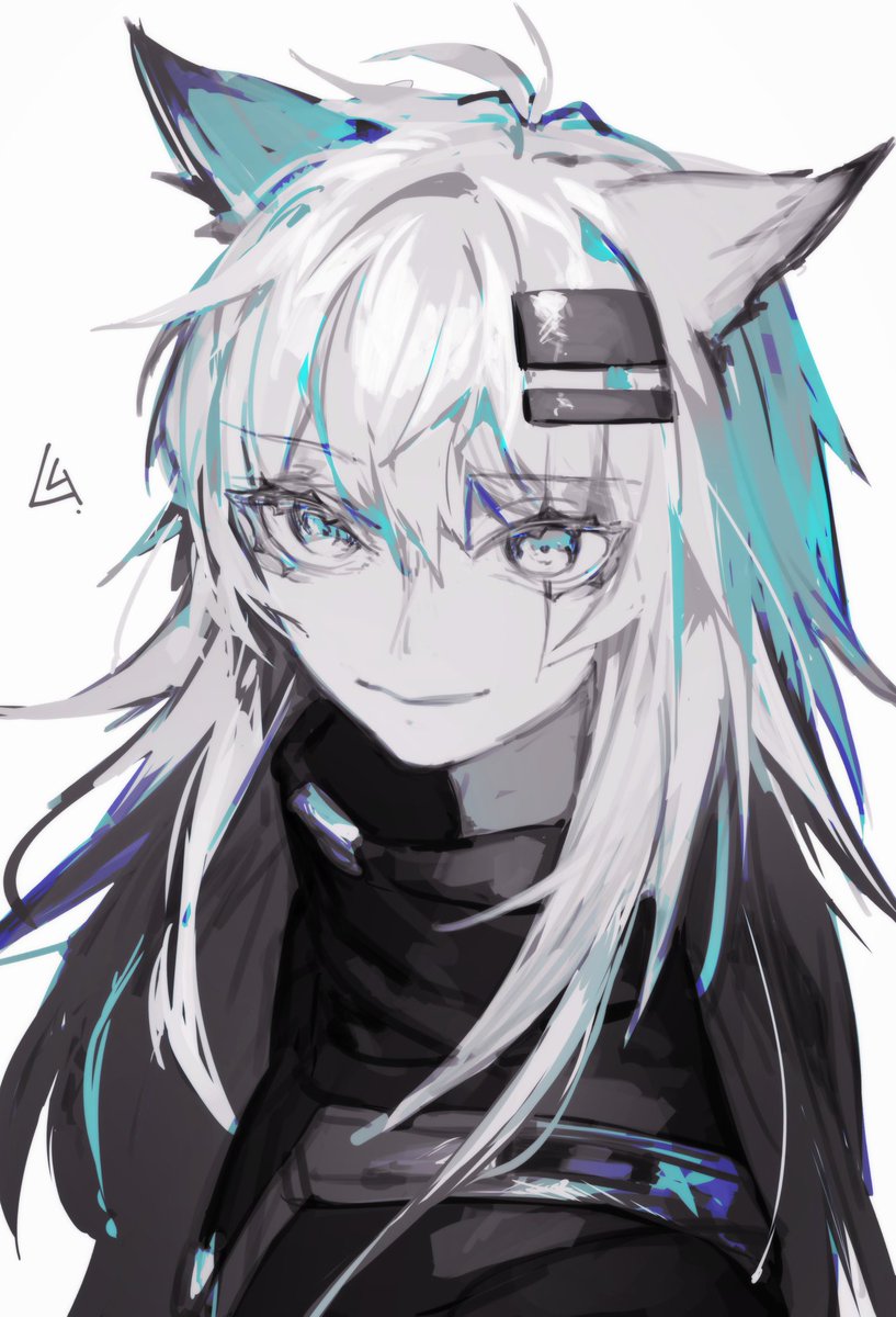 lappland (arknights) 1girl solo animal ears long hair hair ornament wolf ears looking at viewer  illustration images