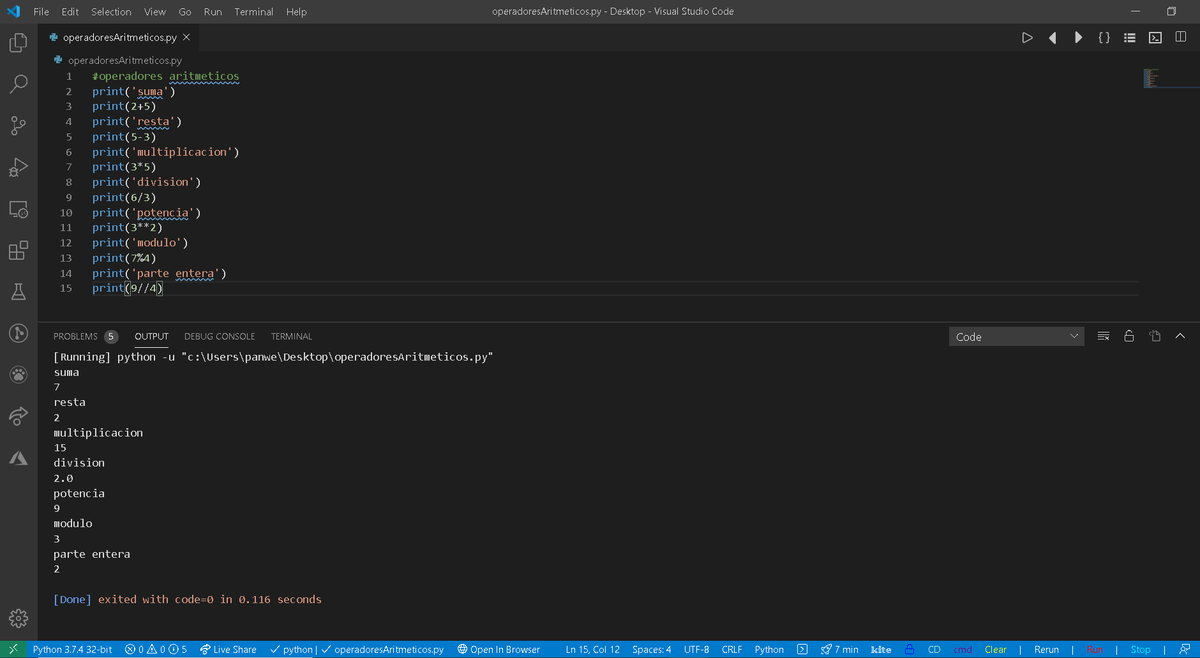 josecodetech's tweet photo. Operadores aritmeticos en #Python, #programandoEnCuarentena #programming https://t.co/88OGZcrOMF