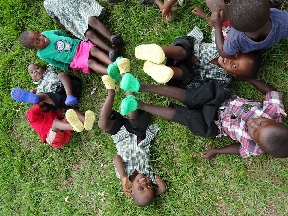 Just before lockdown Emily &amp; Simon delivered 350 pairs of shoes to Rushararazi Primary School. For the majority of the children, these shoes were their first pair ever! 
As you can see, they were over the moon and were eager to begin learning how to walk in them. #brighterfuture