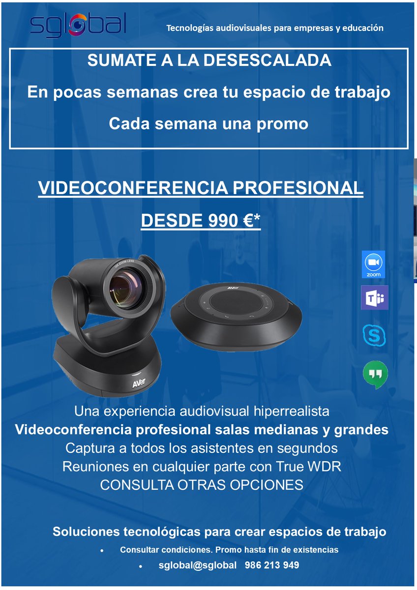 Sglobal_IT's tweet photo. Cada semana una promo, crea tu espacio de trabajo.
#interactivos #educacion #reuniones #pantalladigital #tecnologia #audiovisuales #videoconferencia #teletrabajo #colaboración #plataformaelearning @avereurope Esprinet Ibérica https://t.co/EKn3985Ikg