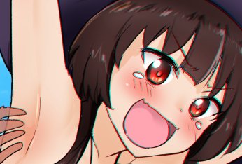 お題箱 #odaibako→(よりこのすばのめぐみんが乳首をくすぐられて爆笑#平日一絵 #くすぐり 