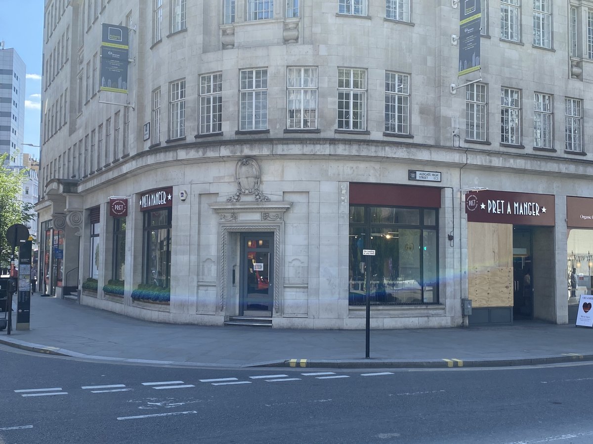 Oh!! Changes whilst we have been away. Pret a Manager has eaten Eat at the top of our road, Minories! #lockdown