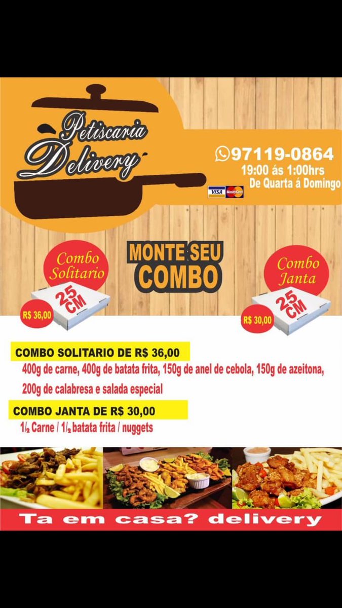 Escolhas de combo , e vc pode escolher a opção de carne que quiser temos muitas variedade.  Reúne a galera e peça seu combo.
O mas falado do momento😉💪🏽