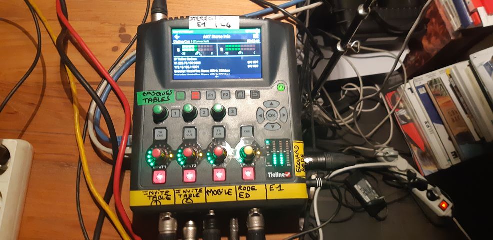 Tieline's tweet photo. Edouard Baer broadcasting 'Lumiéres dans la nuit' on France Inter Monday to Thursday from home using the #Tieline ViA codec and Cloud Codec Controller for remote control. #RadioFrance #SAVEDiffusion #staysafestayhome #broadcastfromhome #broadcasting #radio #radiobroadcast https://t.co/8KwVpCTqOJ