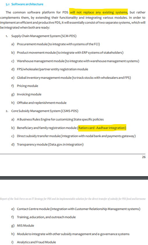 The software architecture, clearly spells out that it will be data aggregation layer . Also note Ration Card - Aadhaar integration. (We will revisit this in today's  #IMPDS implementation,  #SocialRegistry and how  #ONORC could be used for  #NRC)