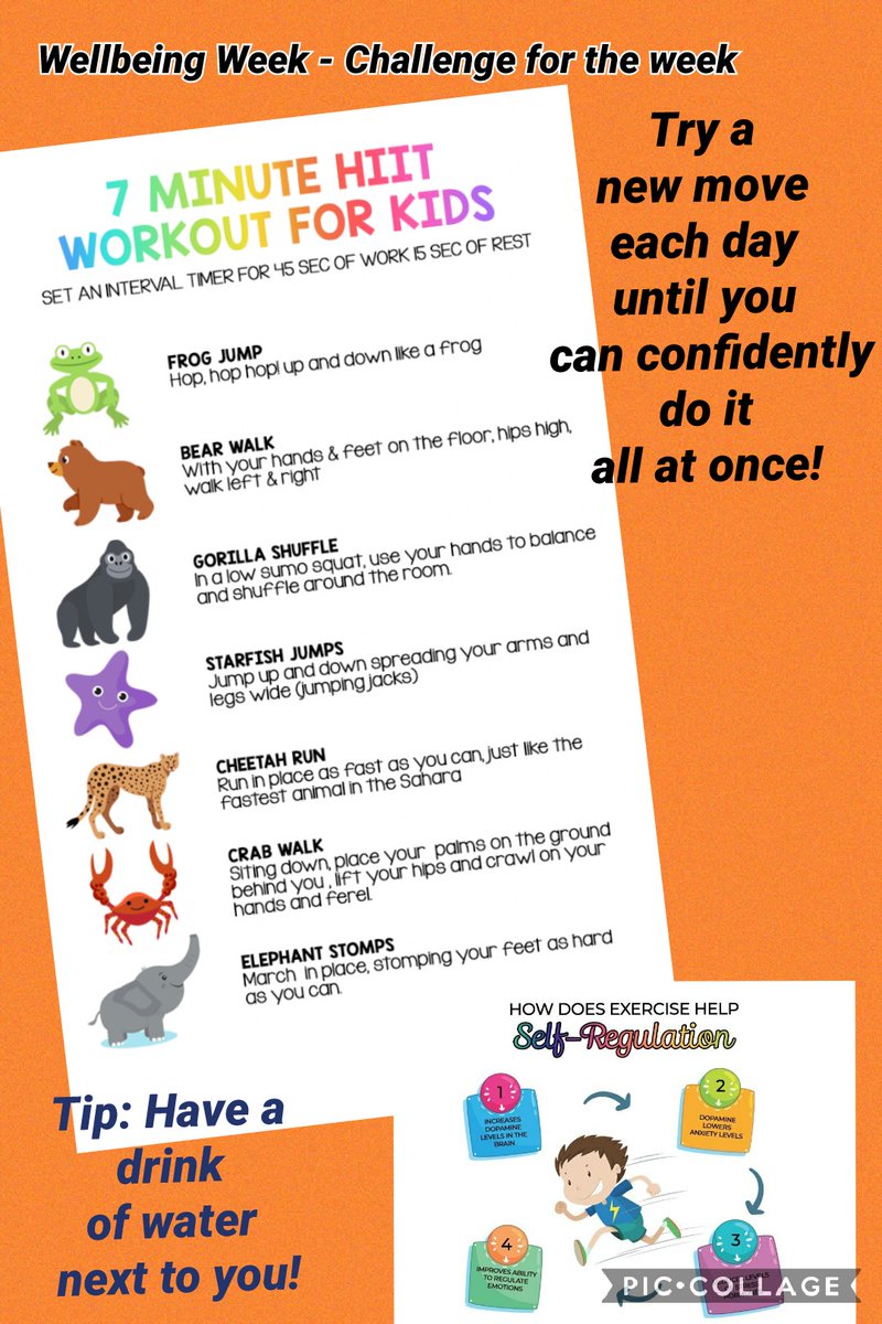 MapplewellPSVT's tweet photo. Today is the start of Mental Health Week, it's so important to take care of yourself. Below is the daily exercise challenge for the week, remember to tweet and post on Seesaw your activities. Encourage your whole family to do them with you. #bekindtoyourbrain https://t.co/Hzpkh8MQj4