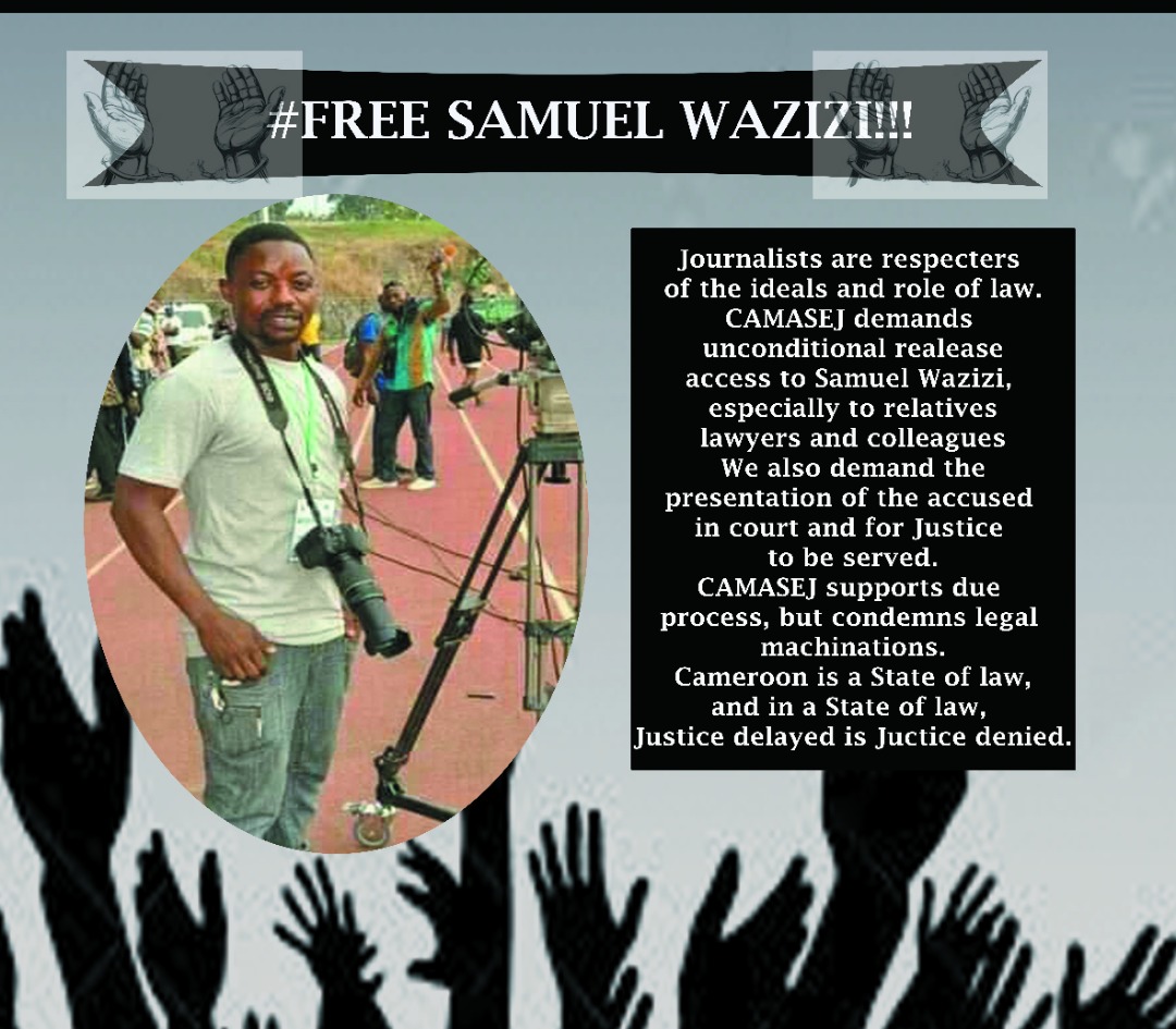 kenims2's tweet photo. For the past 10 months, our colleague, Samuel Wazizi, TV Journalist based in Buea #Cameroon has disappeared!
Where's he? 
We stand 4 justice!
Show him in court in case of any offense!

#FreeWazizi 
#RespectJournalist
#JournalismIsNotACrime https://t.co/qBRh7PIuqz