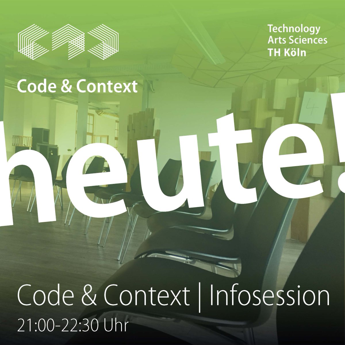 codeandcontext's tweet image. Heute 21:00 Uhr: Online-Infosession bei Code &amp;amp; Context. Chattet mit Studierenden, Lehrenden und Mitarbeiter*innen
#studieren #studierennrw #studierenkoeln #studium #infosession #studium #studieninteressierte #abi #codeandcontext #thkoeln #studienwahl #Informatik #Design