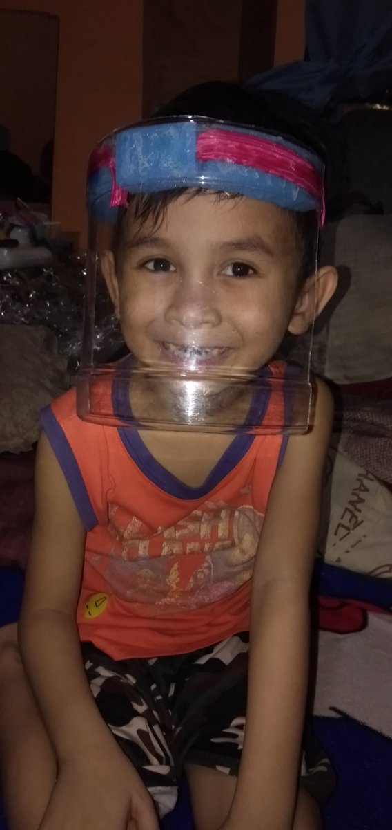 dealwithJ's tweet photo. ang aking model sa paggawa ng faceshield para sa kanyang papa na balik pasada na ☺️ @valenzuelacity @rex_gatchalian https://t.co/qduD9Y6I8v
