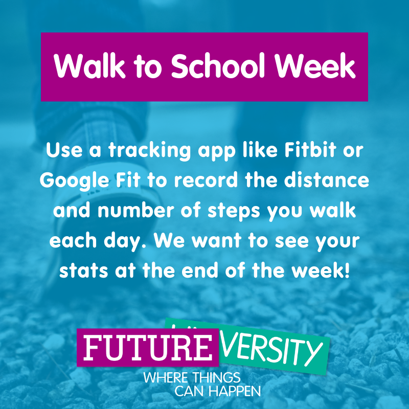 It’s #WalkToSchoolWeek! Walking provides health, social and environmental benefits so try to get involved. You can use an app like Fitbit to record your distance and number of steps - show us your stats at the end of the week! 🚶 #WalkToSchool <a href="/Futureversity/">FutureVersity</a> #WhereThingsCanHappen