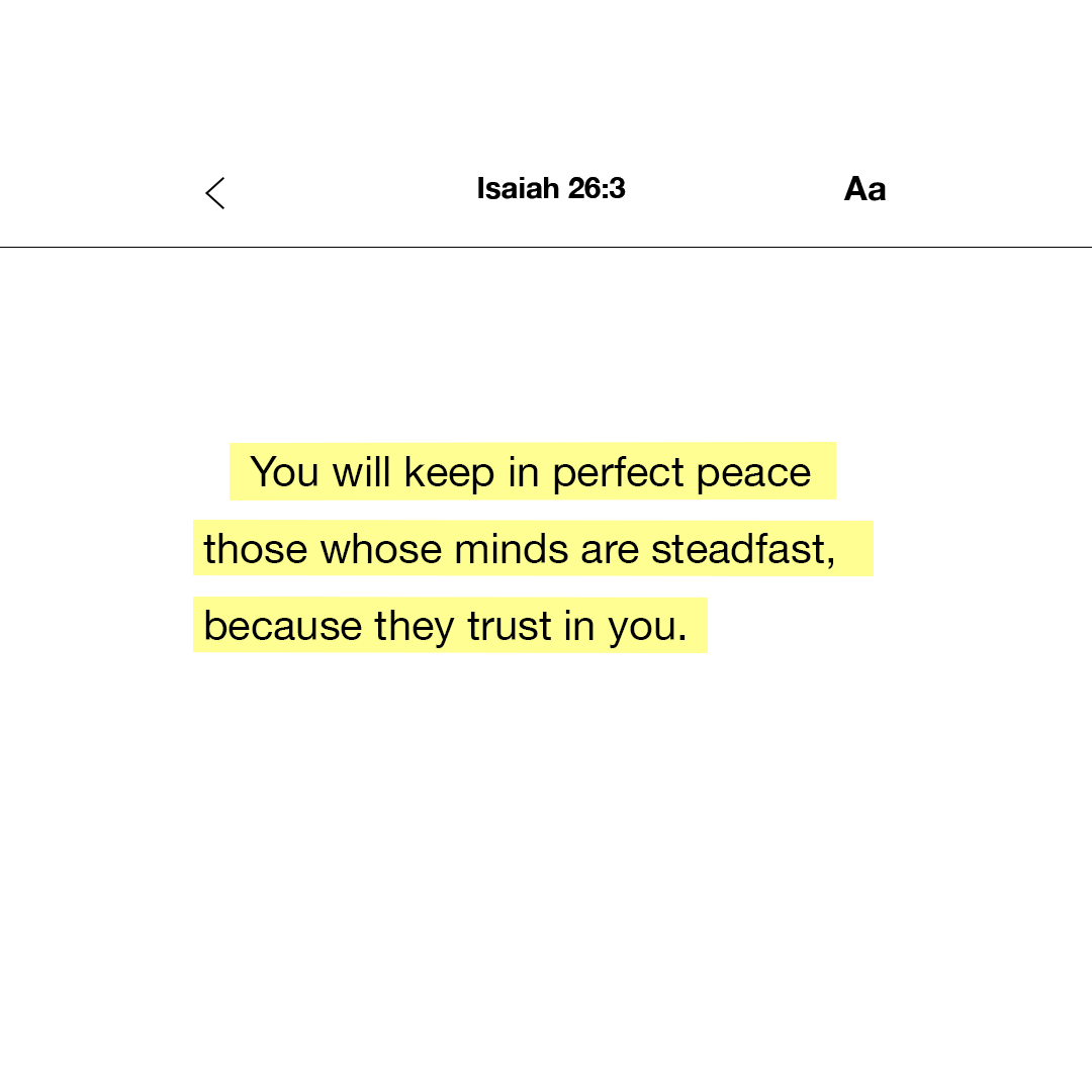 YouVersion's tweet photo. You will keep in perfect peace those whose minds are steadfast, because they trust in you. - Isaiah 26:3 https://t.co/TdmmeZTrzG
