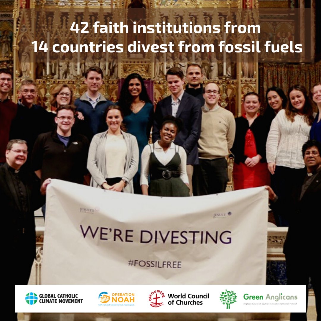 Greenanglicans's tweet photo. 42 Faith Institutions from 14 countries divest from fossil fuels @WCCclimate @OikoumeneYouth @SAFCEI @FossilFreeSA @FossilFreeUCT @KHayhoe  @AnglicanMediaSA @ecoanglicans @EpiscoClimate @AnglicanUN @EpiscopalUN @350Africa @CYNESA @AfrClimAlliance 
 https://t.co/2Pz9Kuq5HV https://t.co/jxfleQ6ATV