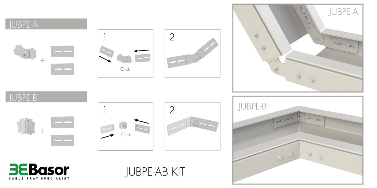 BasorElectric's tweet photo. 📢New product! Good morning begreeners! We start the week and what better way to do it than presenting our new JUBPE-AB Kit. A hybrid kit to build hinged or articulated union joints for our #Basorplast PVC trays quickly and easily ... https://t.co/R2OxabRfEm