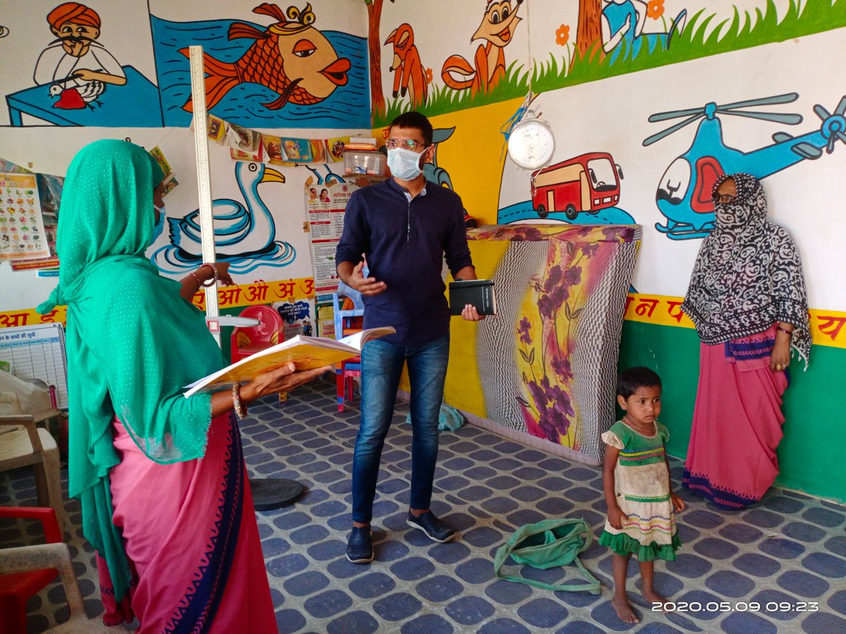 SPreraks's tweet photo. Manish Kalwaniya, SBP has been visiting the Anganwadi Centres in Sheopur district, MP to monitor the growth of severely malnourished #children (SAM) &amp; working with frontline workers to ensure regular supply of  take home ration &amp; other supplements. #covid19 #health  @MinistryWCD https://t.co/Ztp6xsXwmb