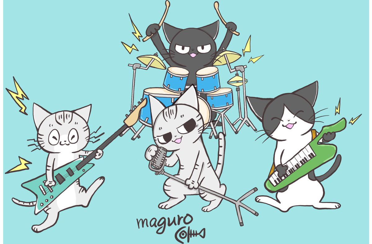 Maguroᗦ Twitterissa ネコバンド結成 絵描きさんと繋がりたい ネコ 猫 ねこ イラスト バンド T Co 8ybdchtxew Twitter