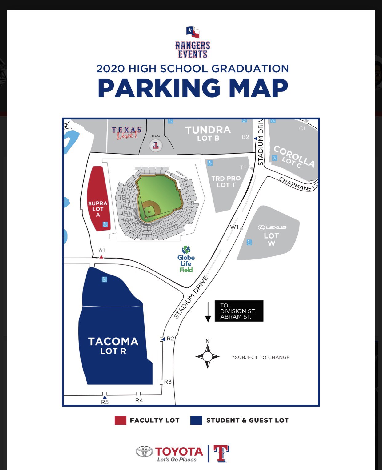 globe life field parking map