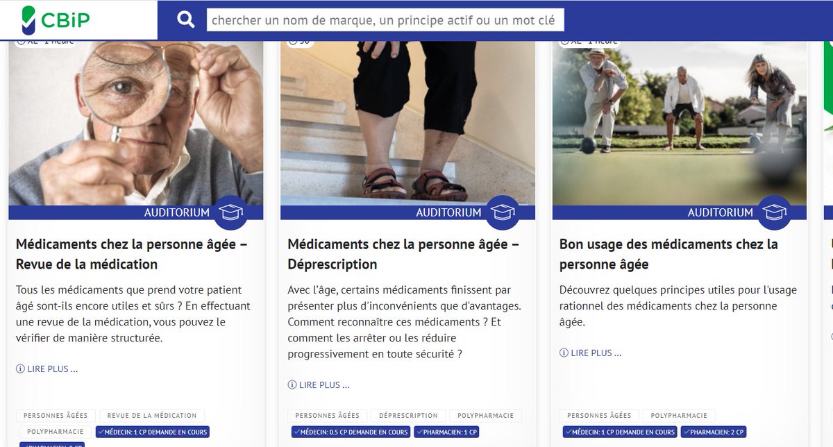 Le @CbipBcfi lance 3 e-learning sur les médicaments chez la personne âgée: bon usage, revue de la médication et déprescription. Avec + d’1/4 des +65 ans prenant plus de 5 médicaments par jour, favoriser une prescription adéquate est aussi une priorité pour les @MutLibres !